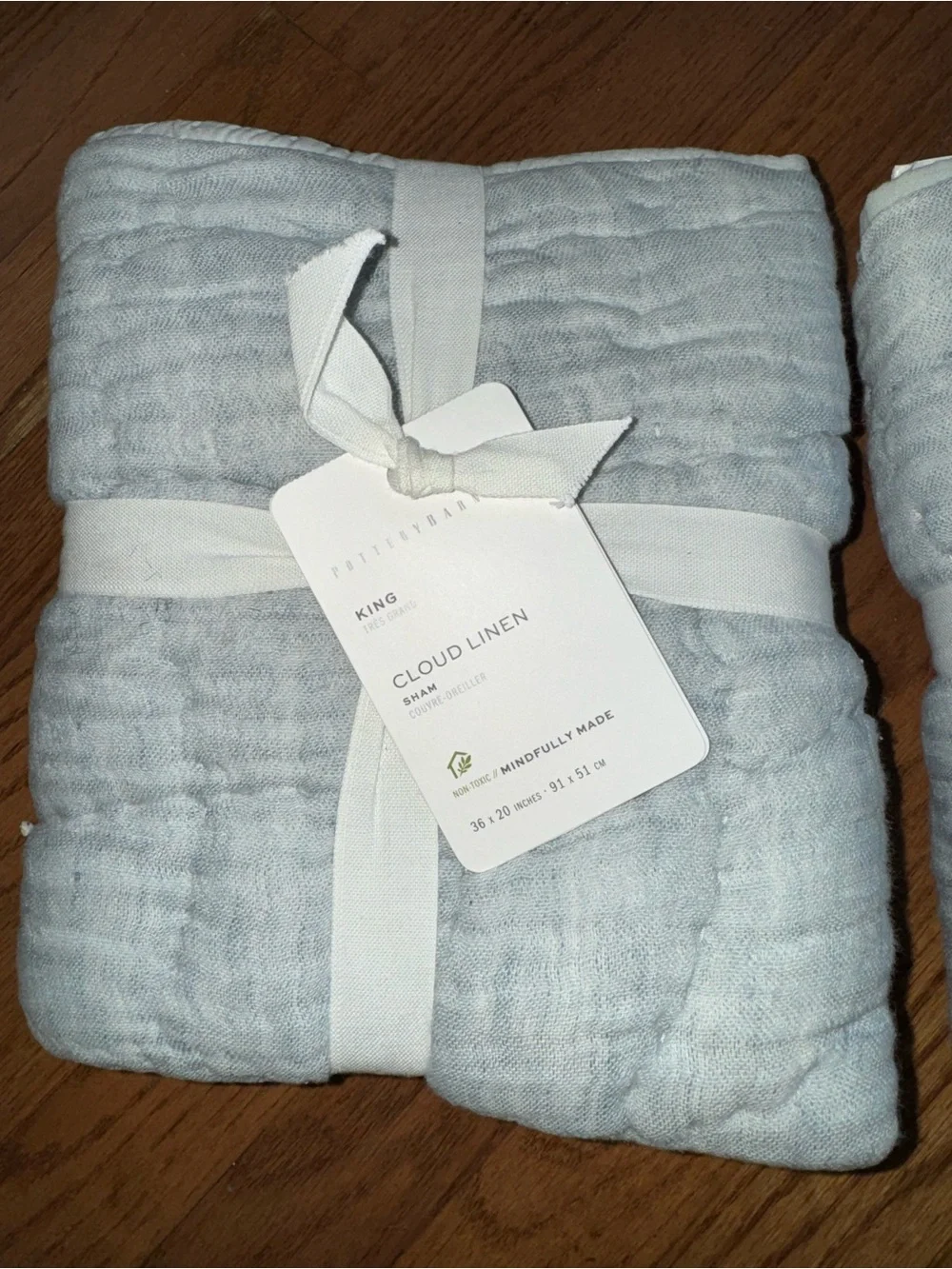 Pottery Barn Cloud Linen Cotton Quilted King Size Sham Chambray Set Of Two